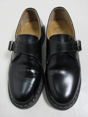 Solovair Unisex Black Hi-Shine Single Buckle Monk Shoes 7 US M / 8 US W / 6 UK